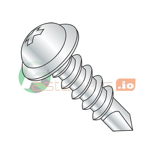 Newport Fasteners Self-Drilling Screw, #8 x 1 in, Zinc Plated Steel Flange Round Head Phillips Drive, 5000 PK 455143 - main